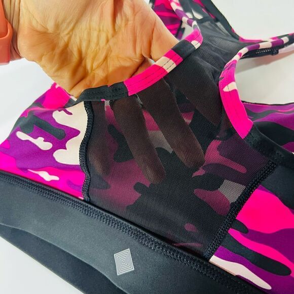 Rise by LuLaRoe Invincible Purple Pink Camouflage Mesh Racerback Sports Jog Bra - Picture 6 of 7